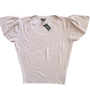 EXPRESS WOMEN KNITTED SWEATER PETAL SLEEVE LIGHT PINK SIZE LARGE